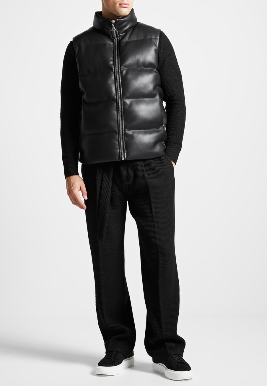 Maniere De Voir Vegan Leather Puffer Gilet | Jackets