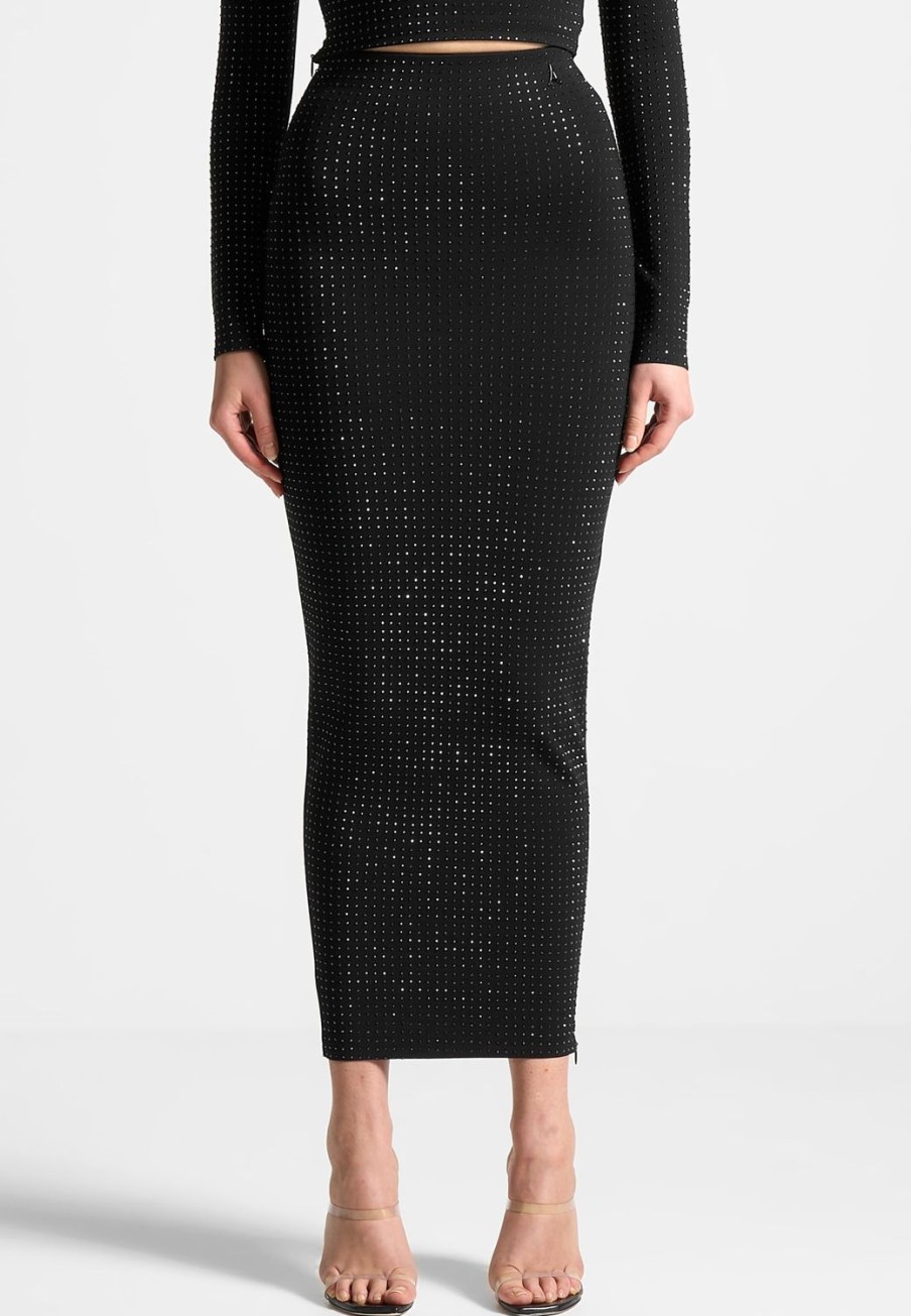 Maniere De Voir Rhinestone Bandage Midaxi Skirt | Skirts