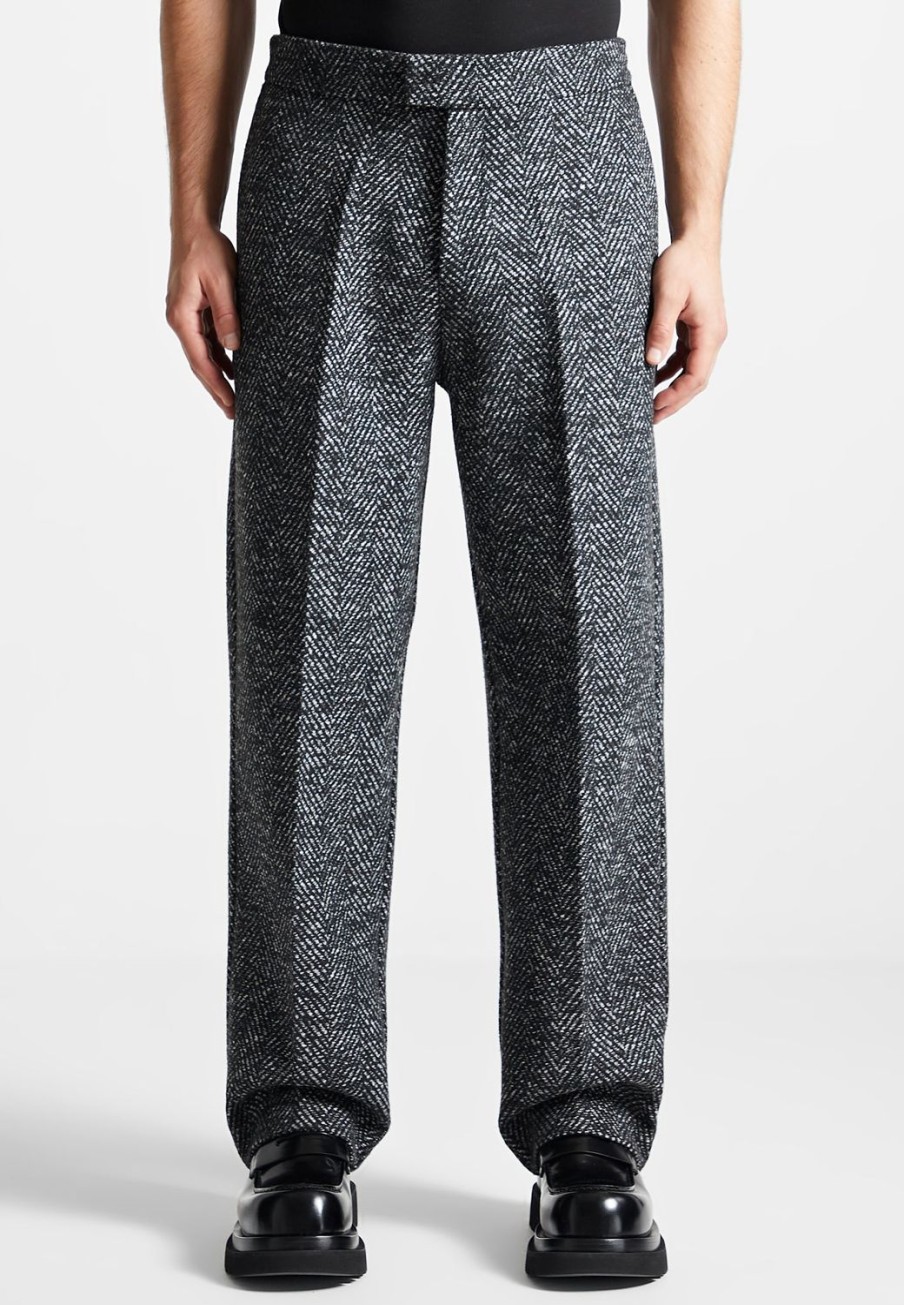 Maniere De Voir Brushed Herringbone Trousers | Modern Tailoring