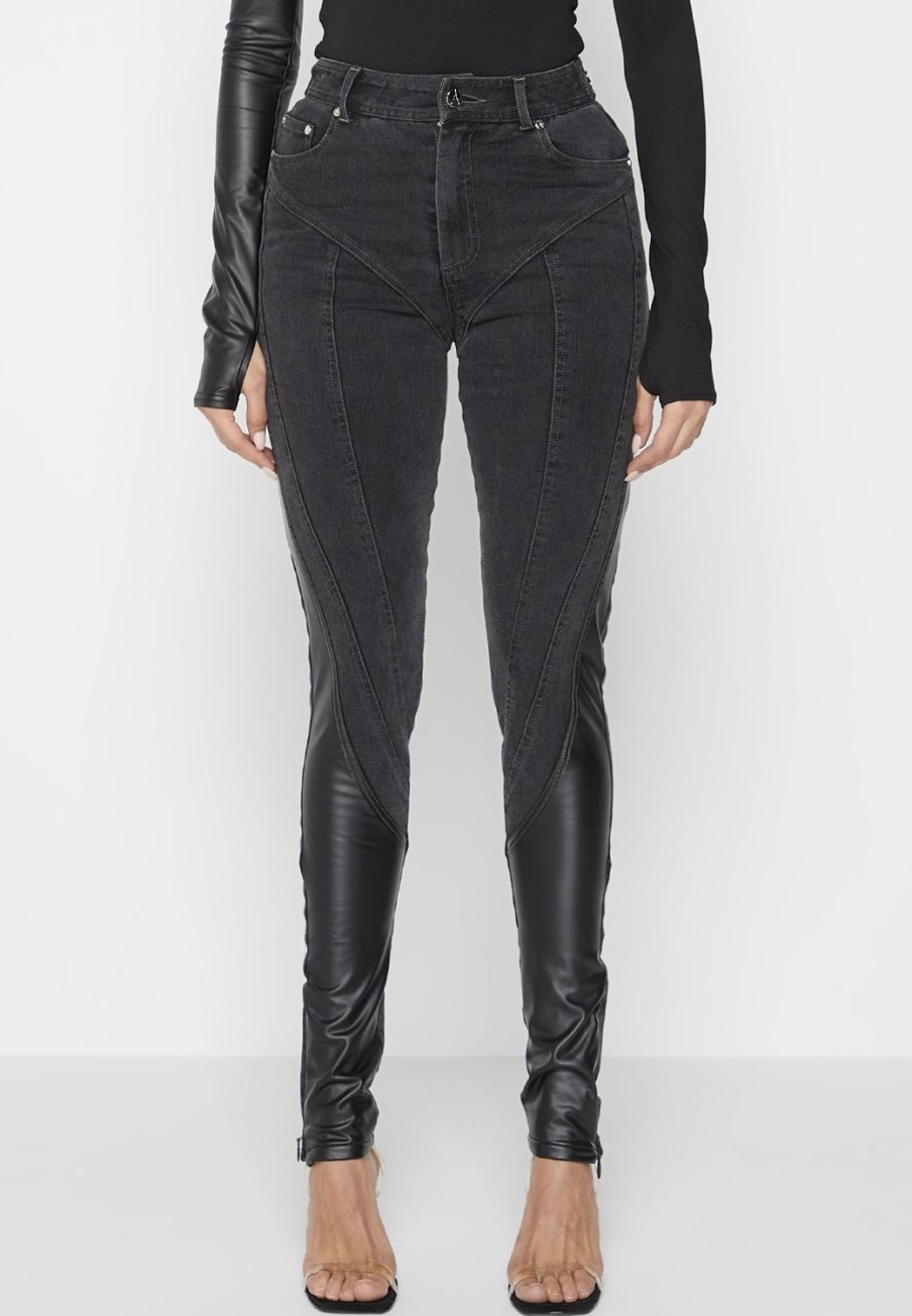 Maniere De Voir Vegan Leather Contour Skinny Jeans | Jeans