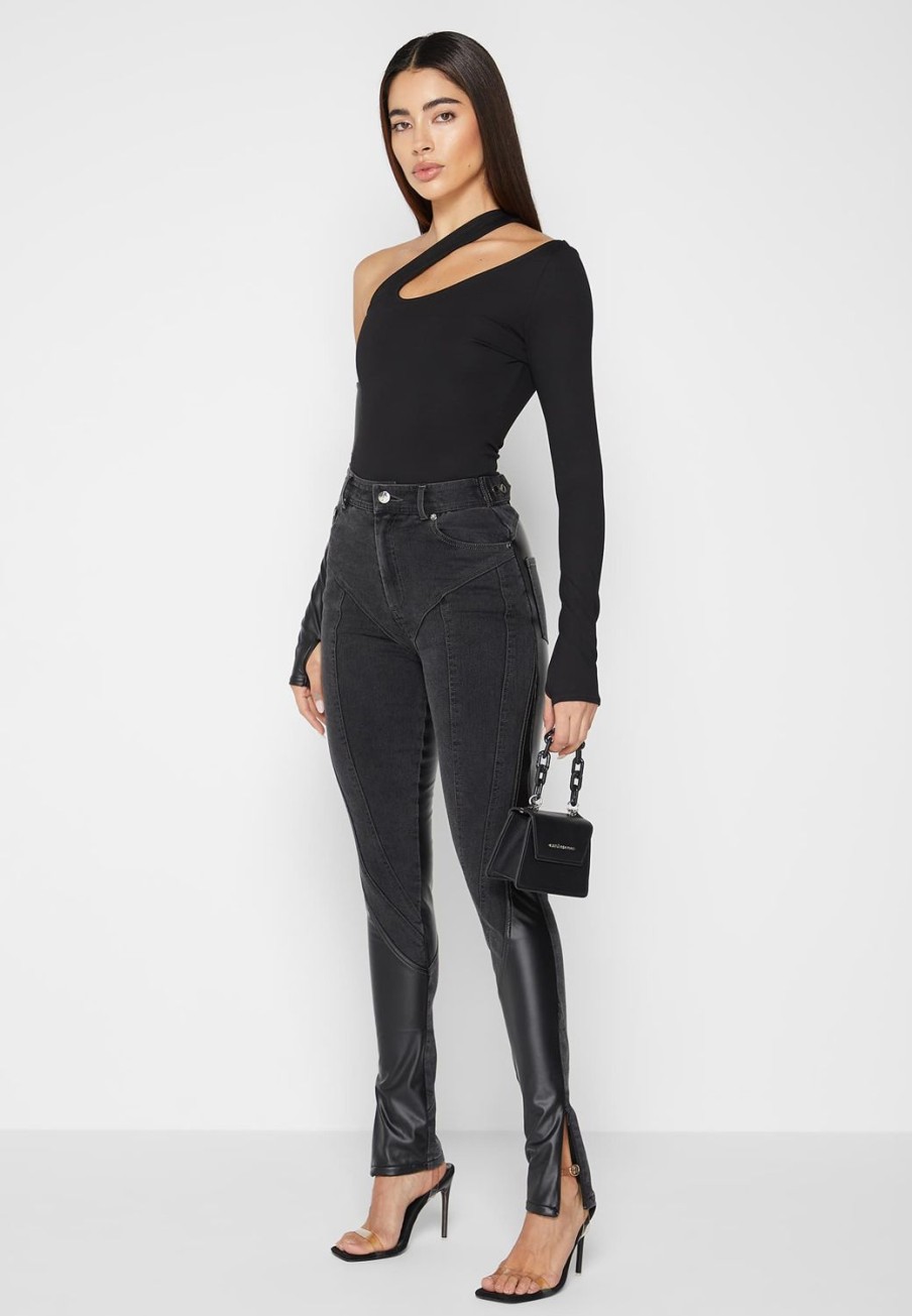 Maniere De Voir Vegan Leather Contour Skinny Jeans | Jeans