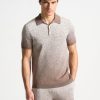 Maniere De Voir Ombre Knit Polo Top - Taupe/White | Short Sets