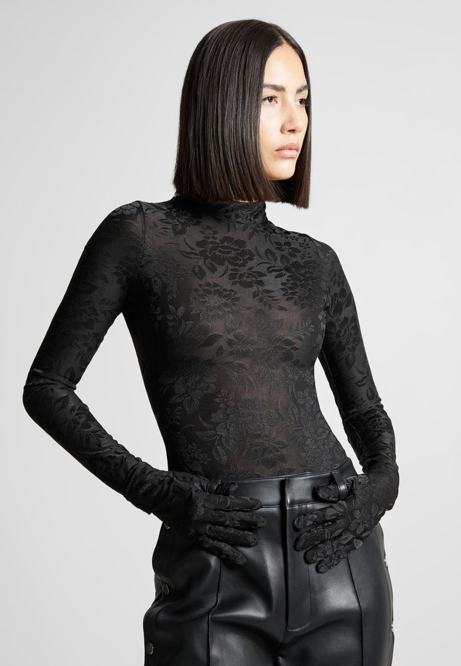 Maniere De Voir Jacquard Bodysuit With Gloves | Bodysuits