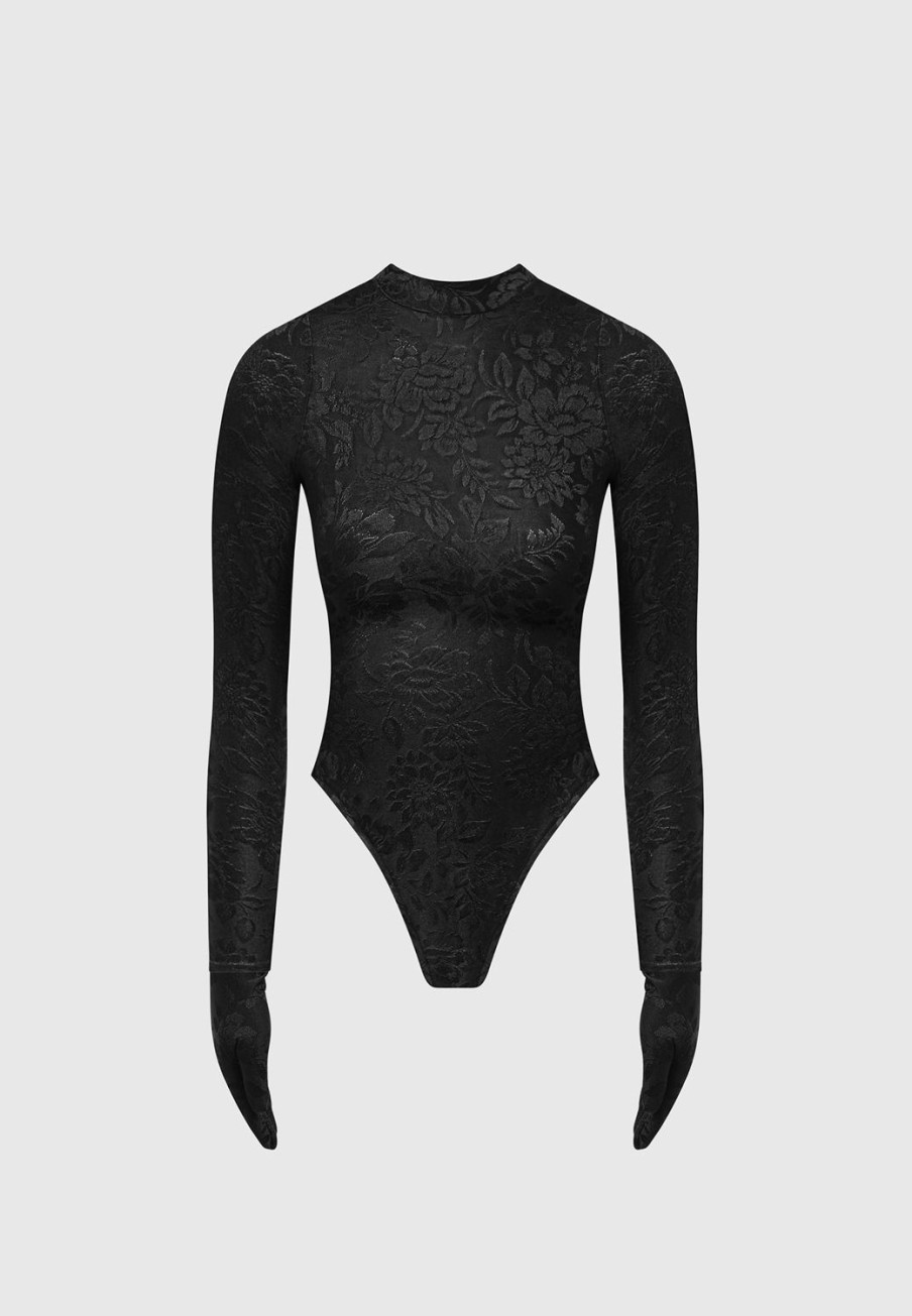 Maniere De Voir Jacquard Bodysuit With Gloves | Bodysuits