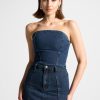 Maniere De Voir Denim Bandeau Corset Top | Tops & T Shirts