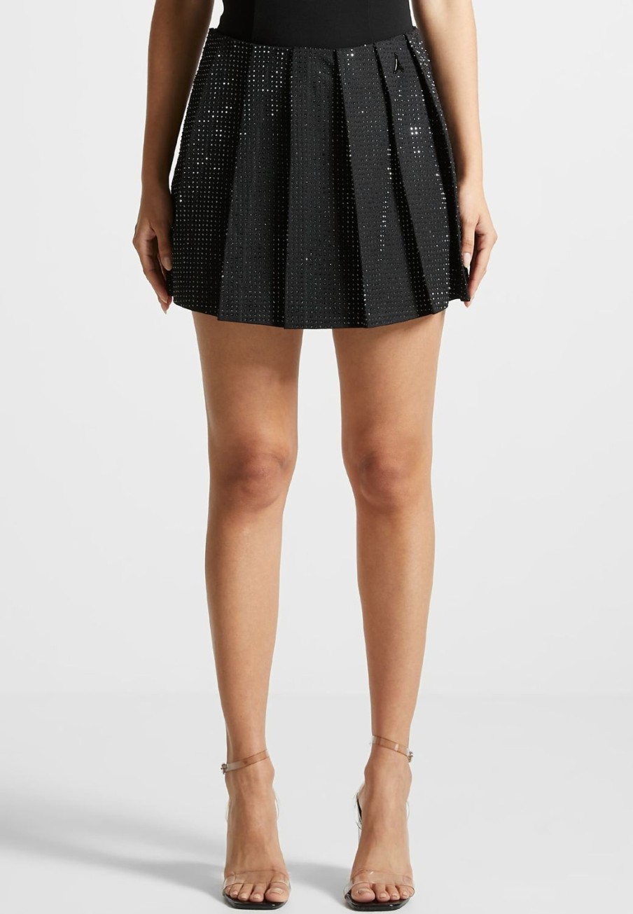 Maniere De Voir Rhinestone Pleated Mini Skort | Matching Sets