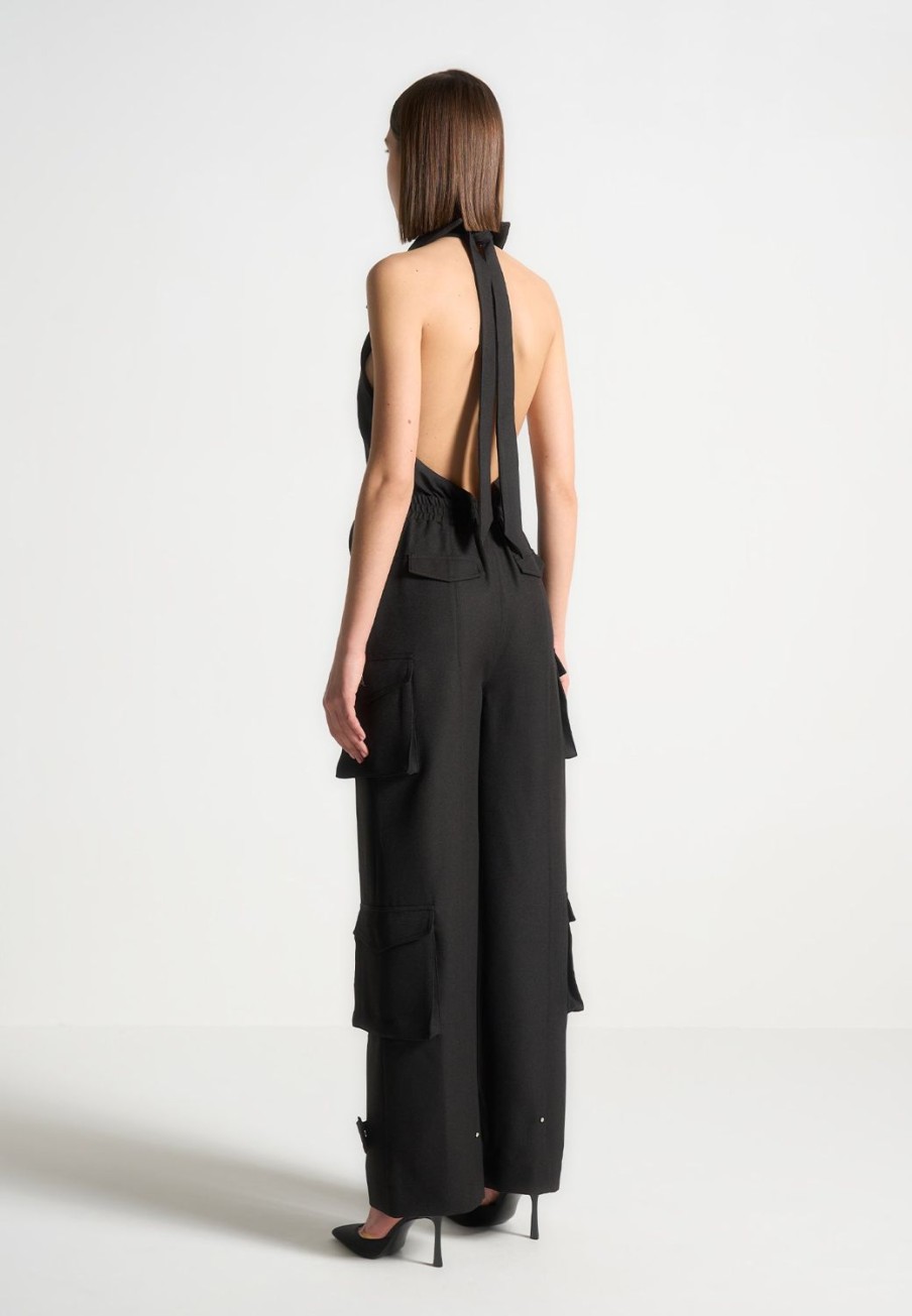 Maniere De Voir Tailored Halterneck Cargo Jumpsuit | Jumpsuits & Playsuits