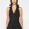 Maniere De Voir Open Back Waistcoat With Vegan Leather | Blazers & Waistcoats