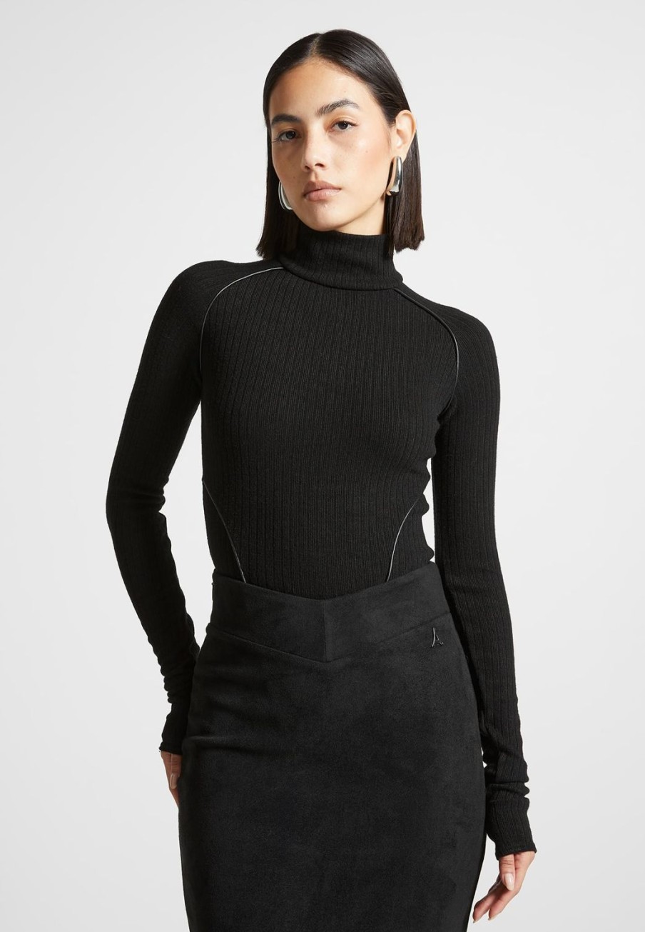 Maniere De Voir Contour Piping Rib Bodysuit | Bodysuits