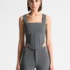 Maniere De Voir Square Neck Pinstripe Corset Top | Tops & T Shirts