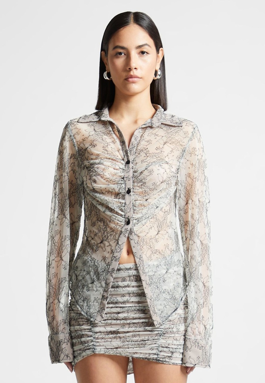 Maniere De Voir Lace Mesh Contour Shirt | Shirts