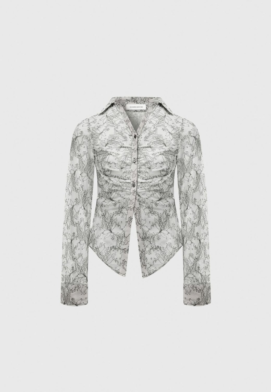 Maniere De Voir Lace Mesh Contour Shirt | Shirts