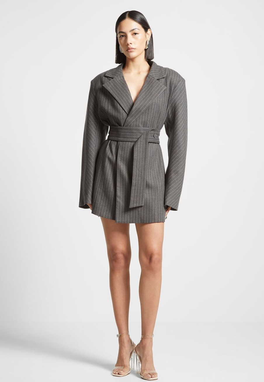 Maniere De Voir Oversized Pinstripe Blazer Dress | Dresses