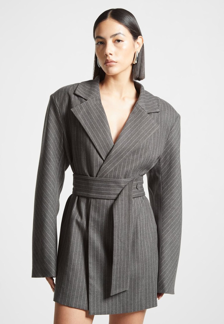 Maniere De Voir Oversized Pinstripe Blazer Dress | Dresses