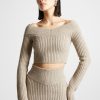 Maniere De Voir Off Shoulder Knit Crop Top | Knitwear