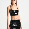 Maniere De Voir Vegan Leather Mirrored Bandeau Top | Tops & T Shirts