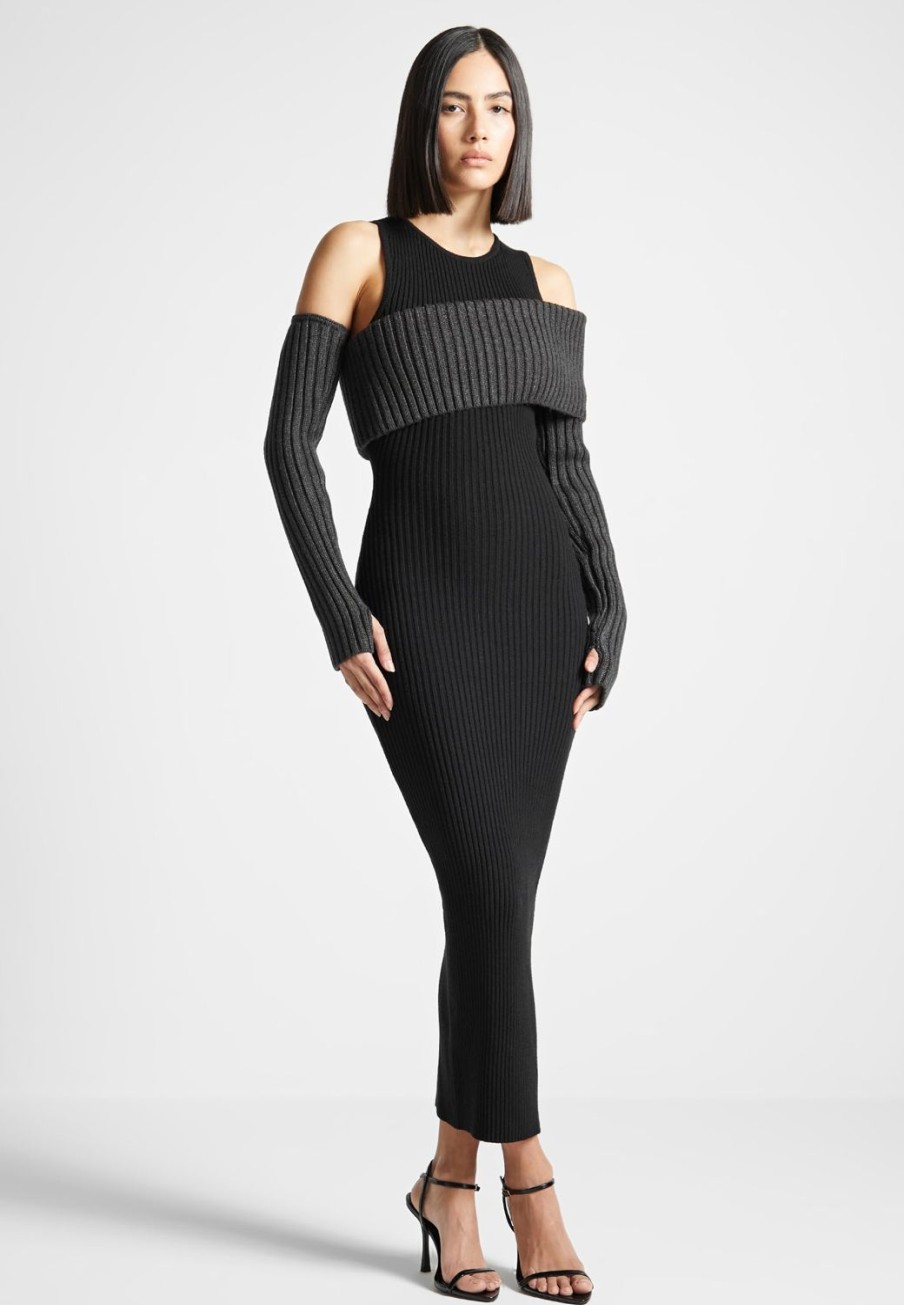 Maniere De Voir Overlay Knitted Midaxi Dress | Knitwear