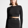 Maniere De Voir Two-Tone Ribbed Knit Top | Matching Sets