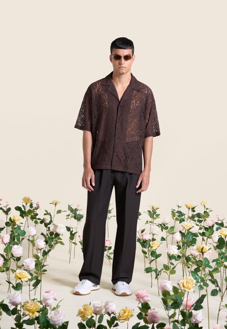 Maniere De Voir Boxy Lace Revere Shirt | Shirts