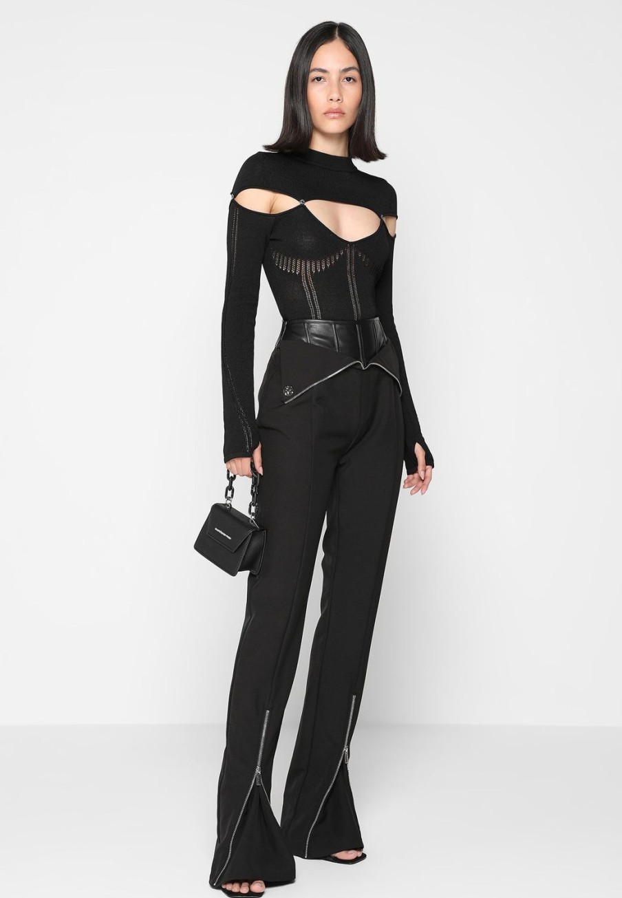 Maniere De Voir Knitted Cut Out Bodysuit | Bodysuits