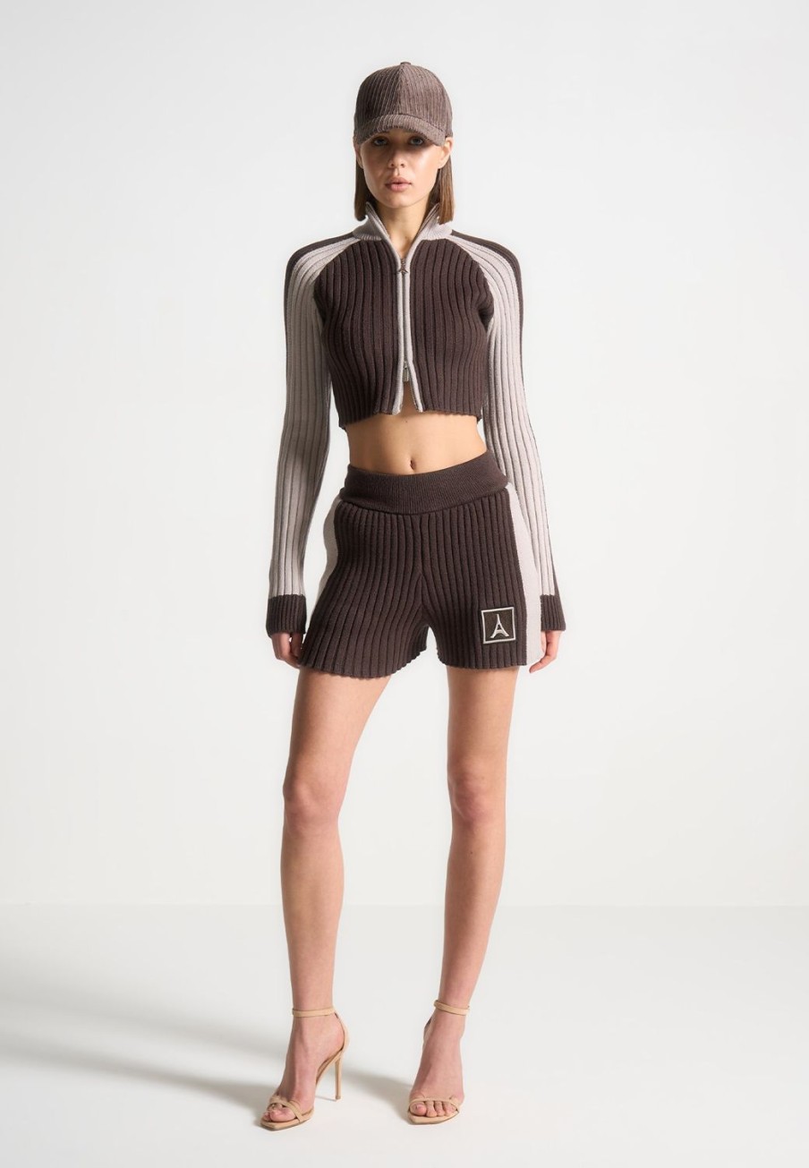 Maniere De Voir Rib Knit Track Jacket | Matching Sets