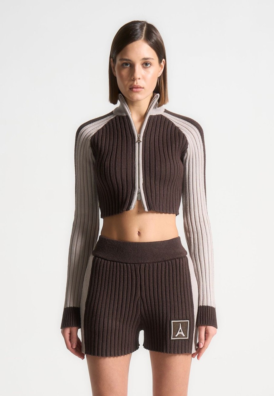 Maniere De Voir Rib Knit Track Jacket | Matching Sets