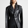 Maniere De Voir Vegan Leather Double Breasted Blazer | Matching Sets