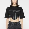 Maniere De Voir Rhinestone Lace Up Corset T-Shirt | Tops & T Shirts