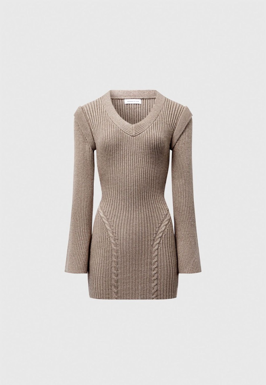 Maniere De Voir Wide Shoulder Knitted Contour Mini Dress | Dresses