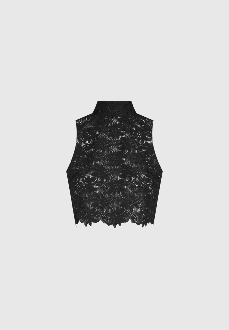 Maniere De Voir Lace Open Back Top | Tops & T Shirts