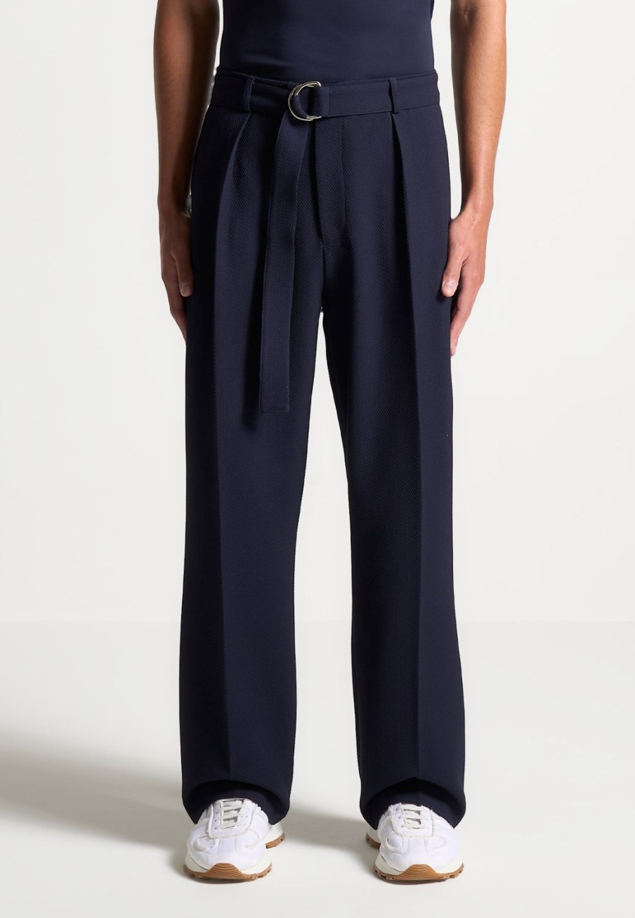 Maniere De Voir Textured Belted Tailored Trousers | Formal Trousers