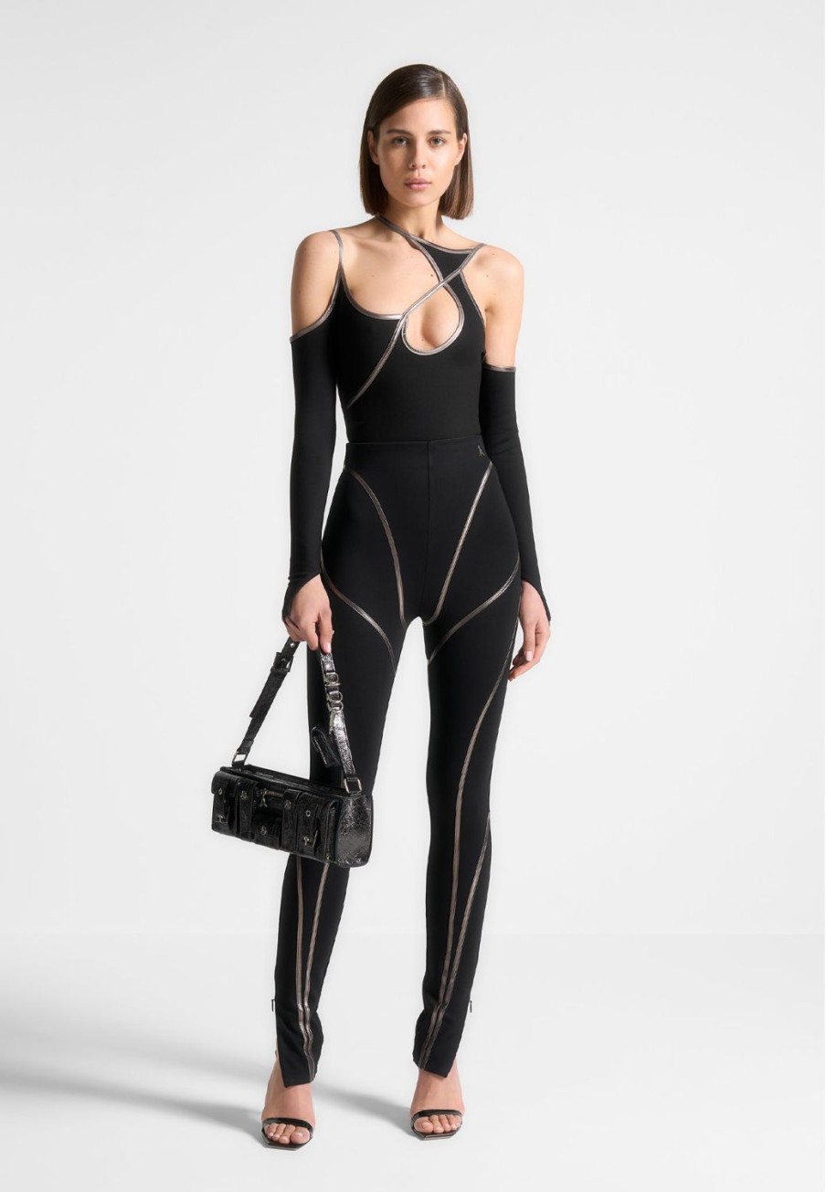 Maniere De Voir Chrome Piped Contour Bodysuit | Bodysuits