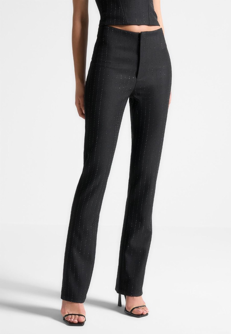 Maniere De Voir Rhinestone Tailored Straight Leg Trousers | Trousers