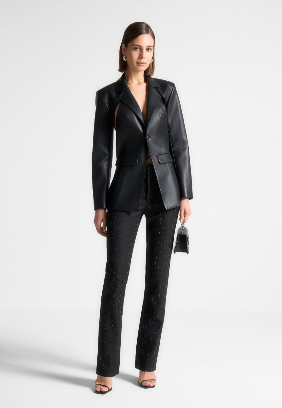 Maniere De Voir Rhinestone Tailored Straight Leg Trousers | Trousers