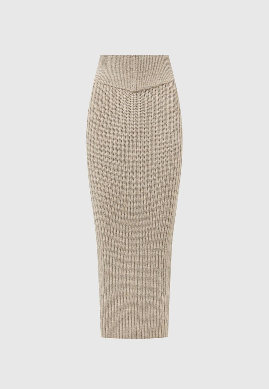 Maniere De Voir Angled Waist Knit Maxi Skirt | Knitwear