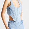 Maniere De Voir Denim Cargo Corset Top | Matching Sets