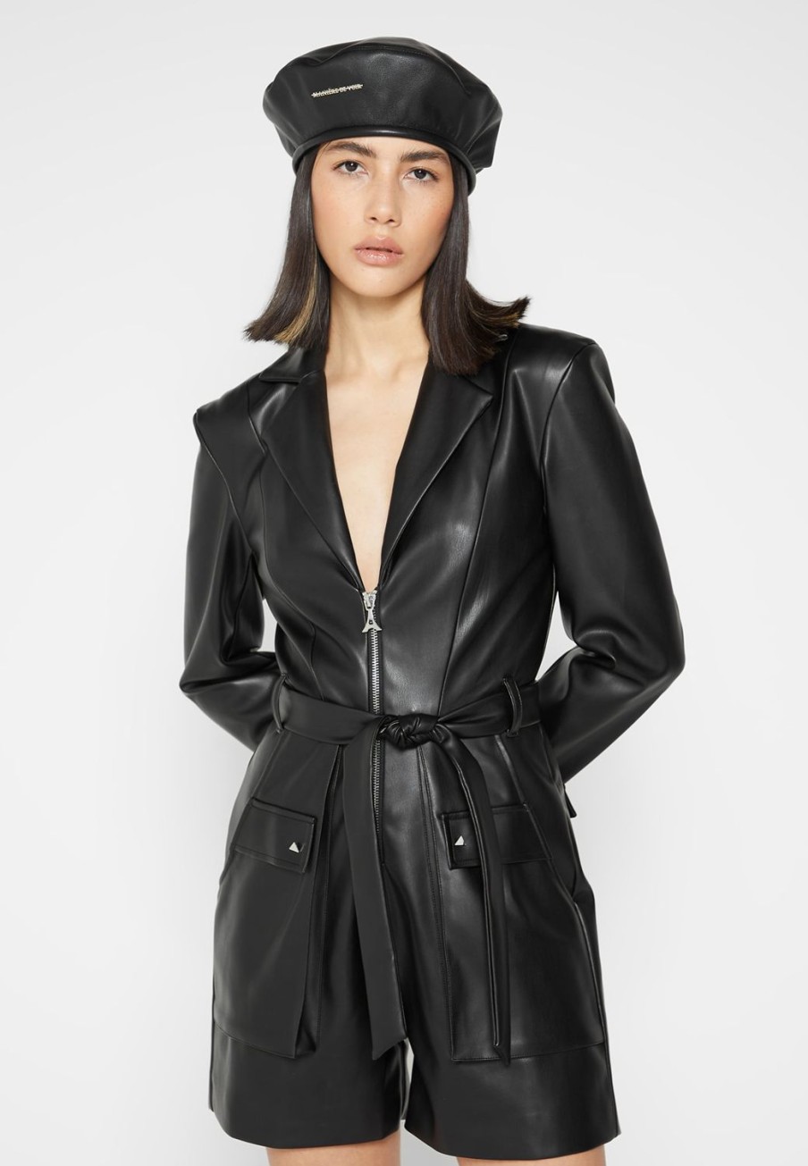 Maniere De Voir Vegan Leather Blazer Playsuit | Jumpsuits & Playsuits