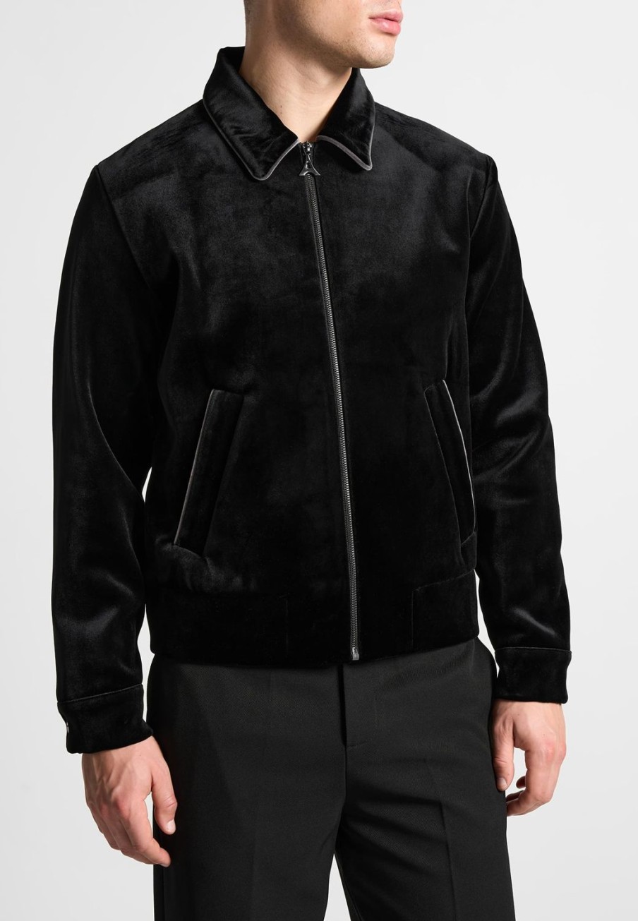 Maniere De Voir Velvet Jacket With Contrast Piping | Jackets