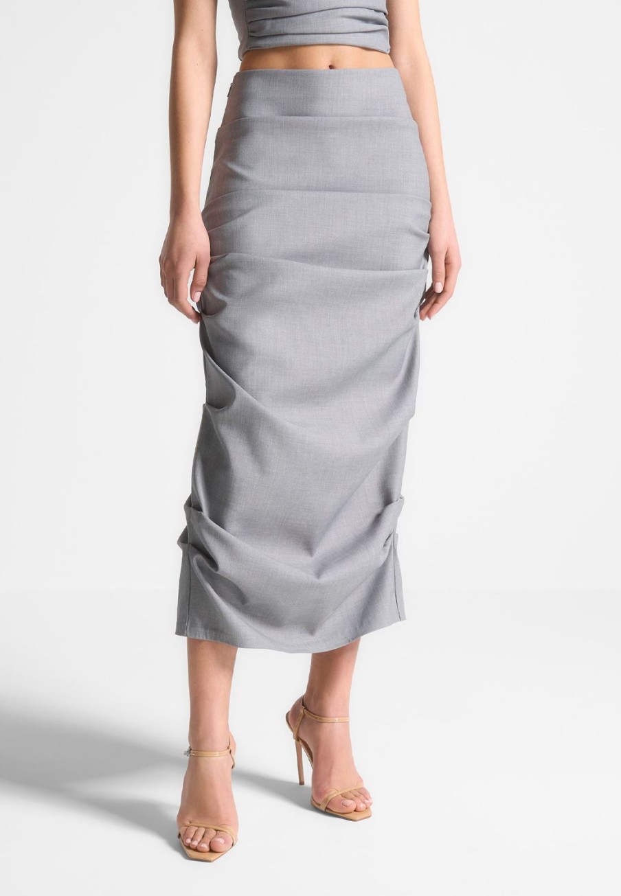 Maniere De Voir Tailored Tacked Midaxi Skirt | Matching Sets