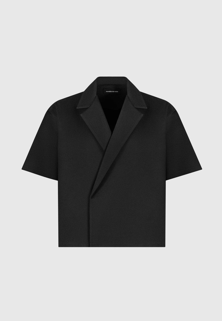 Maniere De Voir Boxy Twill Double Breasted Shirt | Modern Tailoring