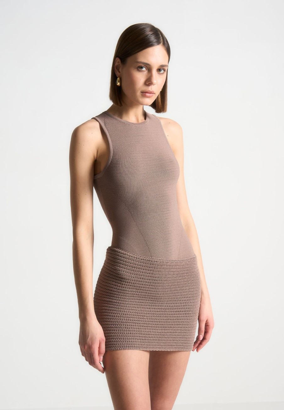 Maniere De Voir Asymmetric Knit Mini Dress | Knitwear