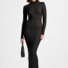 Maniere De Voir Eternelle Mock Neck Sheer Midaxi Dress | Dresses