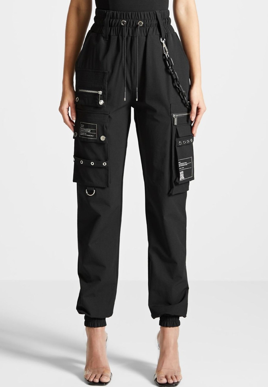 Maniere De Voir Cargo Pants With Marble & Matte Chain | Cargo Pants & Joggers