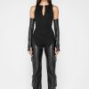 Maniere De Voir Bandage And Vegan Leather Racer Neck Cargo Pocket Jumpsuit | Jumpsuits & Playsuits