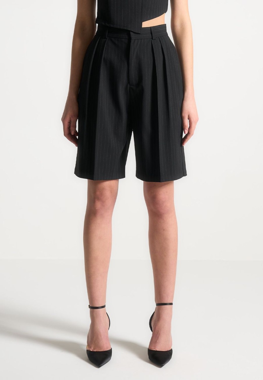 Maniere De Voir Pinstripe Tailored City Shorts | Matching Sets