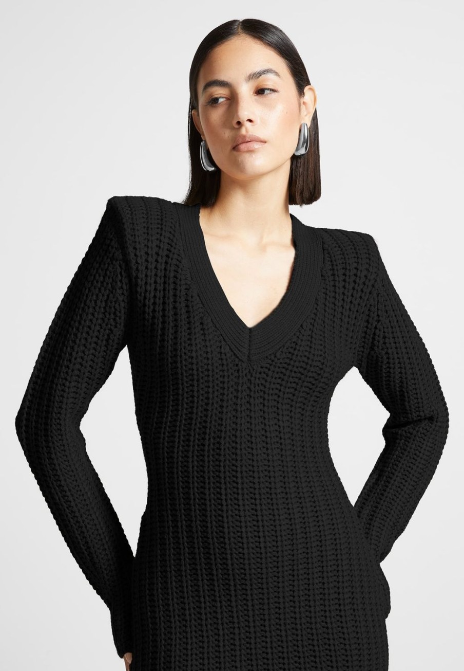 Maniere De Voir Wide Shoulder Knitted Midaxi Dress | Knitwear