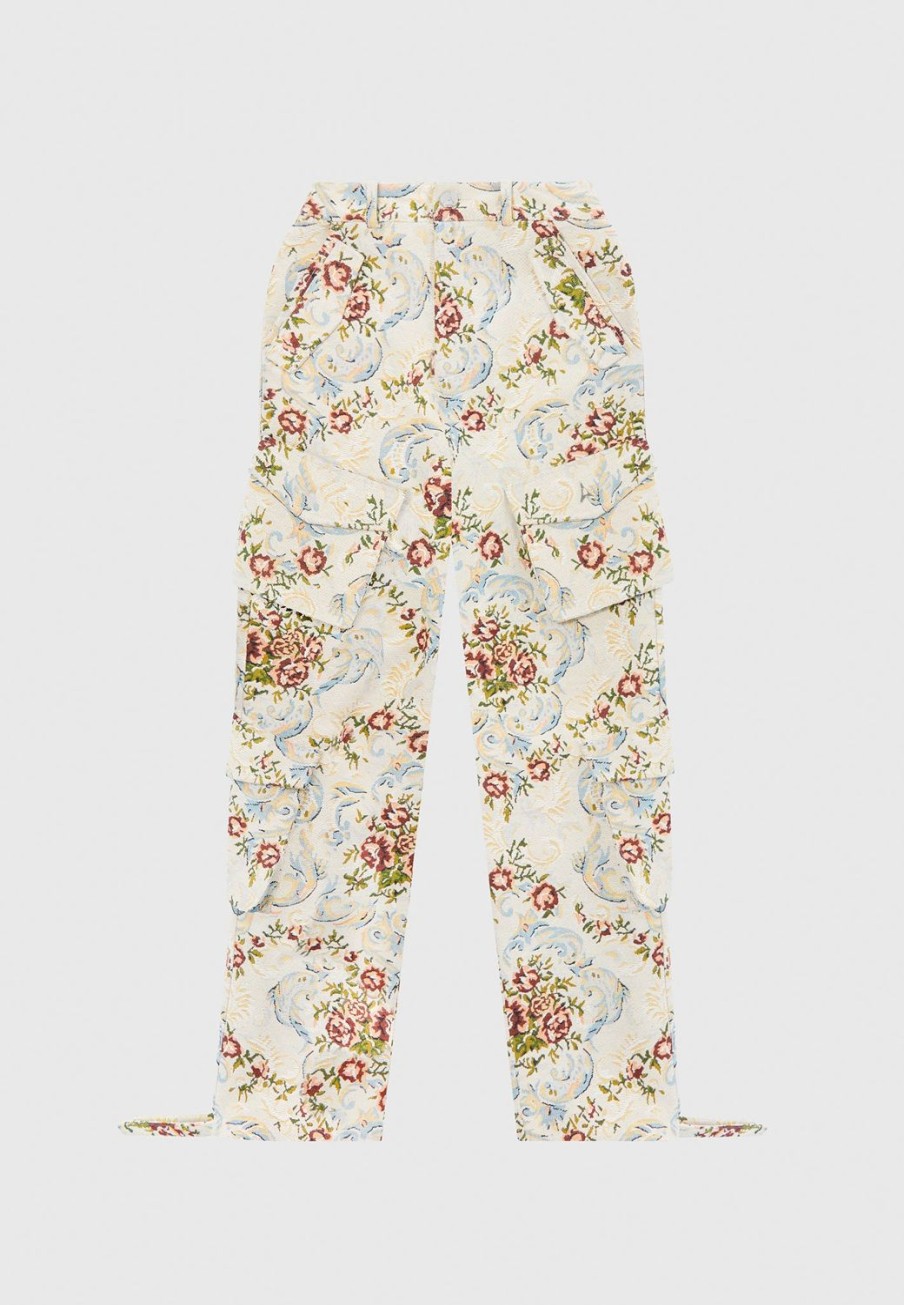 Maniere De Voir Floral Jacquard High Waisted Cargo Pants | Cargo Pants & Joggers