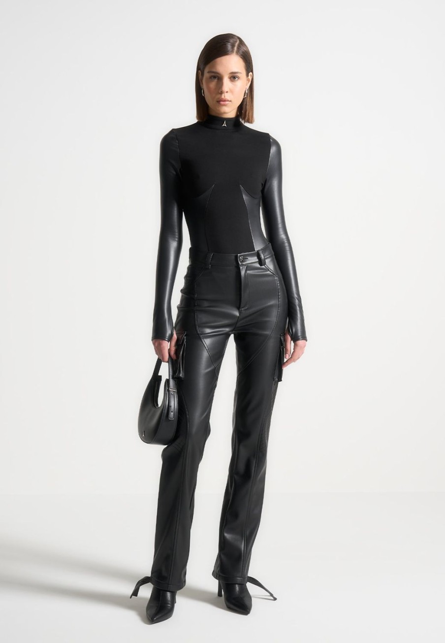 Maniere De Voir High Neck Long Sleeve Bodysuit | Bodysuits