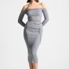 Maniere De Voir Ribbed Knit Midaxi Skirt With Chain Belt | Knitwear