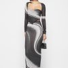 Maniere De Voir Mesh Printed Maxi Skirt - Black | Skirts